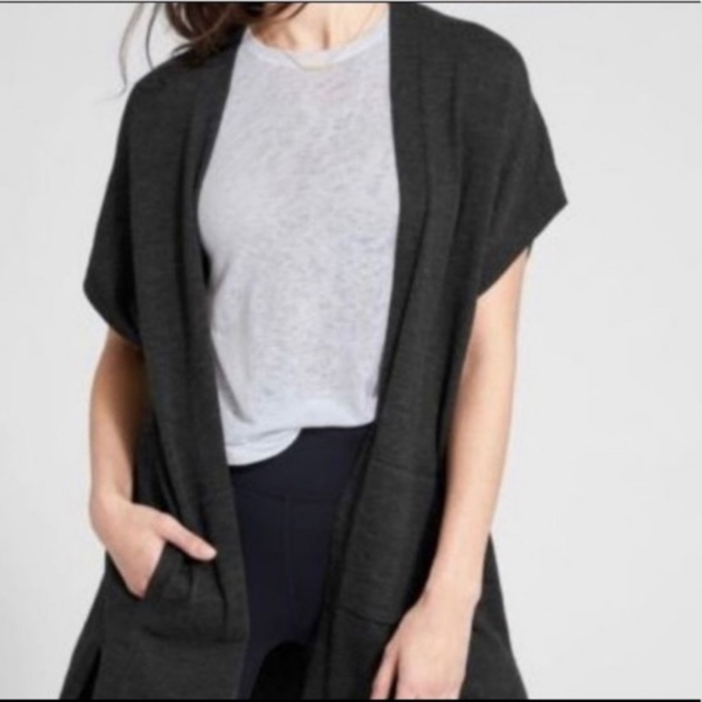 Athleta Open Front Long Duster Gray EUC